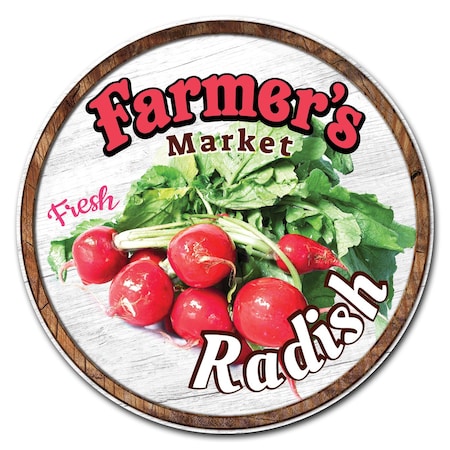 Corrugated Plastic Sign With Stakes 24in Circular-Farmers Market Radish